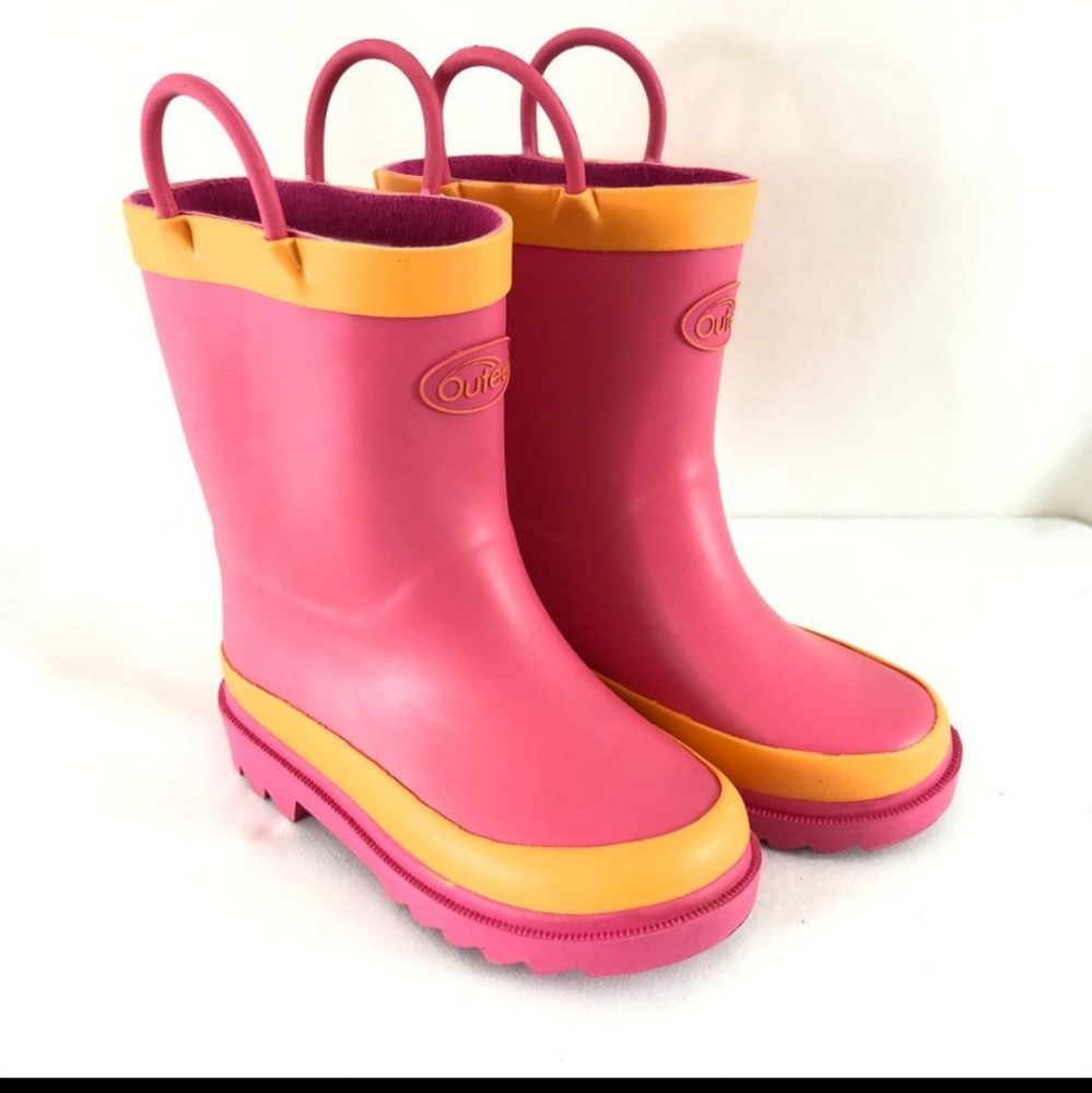 Outee Toddler Girls Rain Boots Rubber Slip On Pink